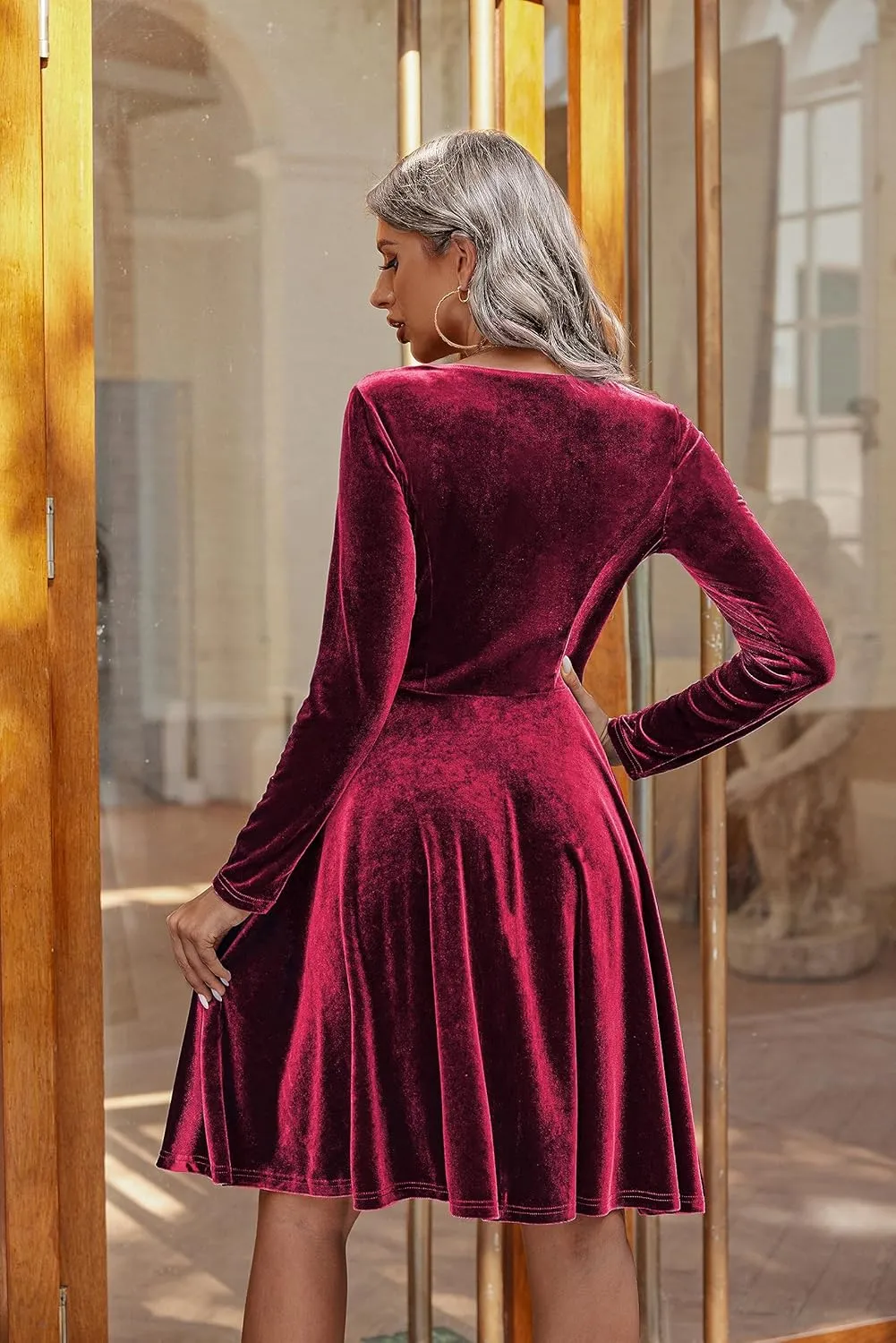 (DE Only) Zeagoo Women's Velvet Dress Elegant Evening Dress