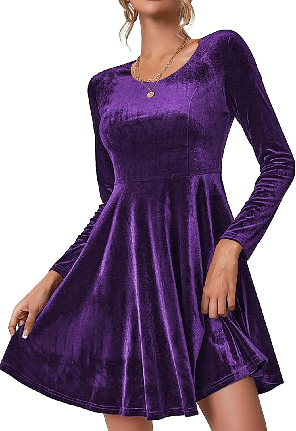 (DE Only) Zeagoo Women's Velvet Dress Elegant Evening Dress