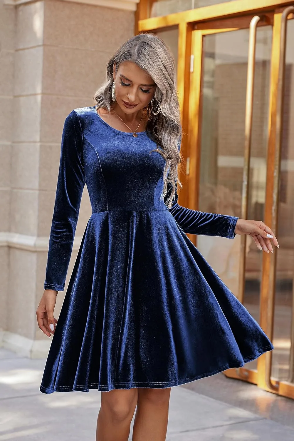 (DE Only) Zeagoo Women's Velvet Dress Elegant Evening Dress