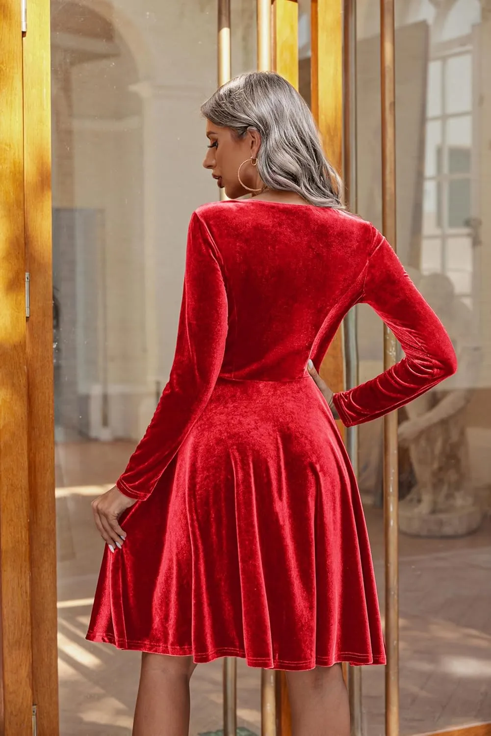 (DE Only) Zeagoo Women's Velvet Dress Elegant Evening Dress