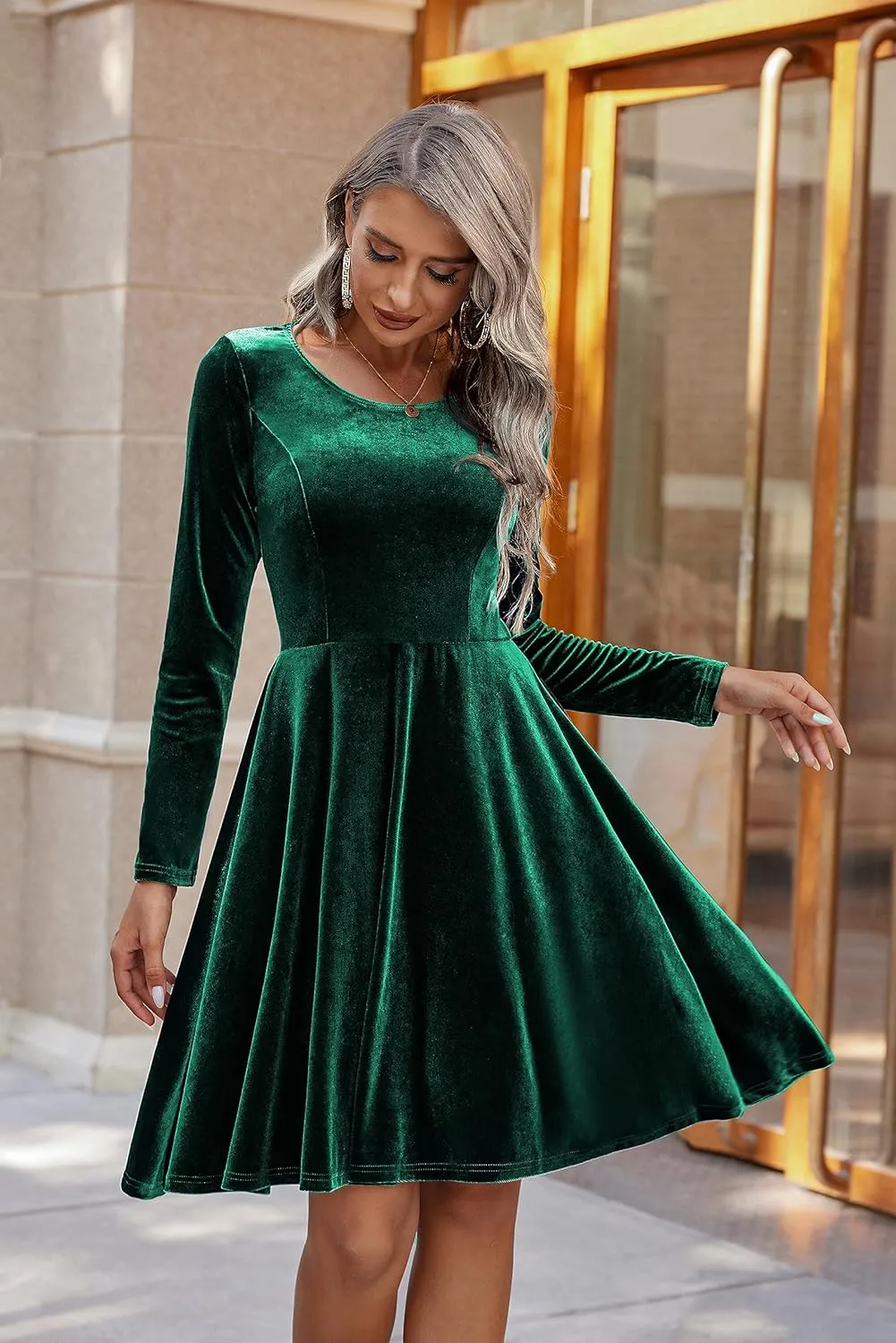 (DE Only) Zeagoo Women's Velvet Dress Elegant Evening Dress