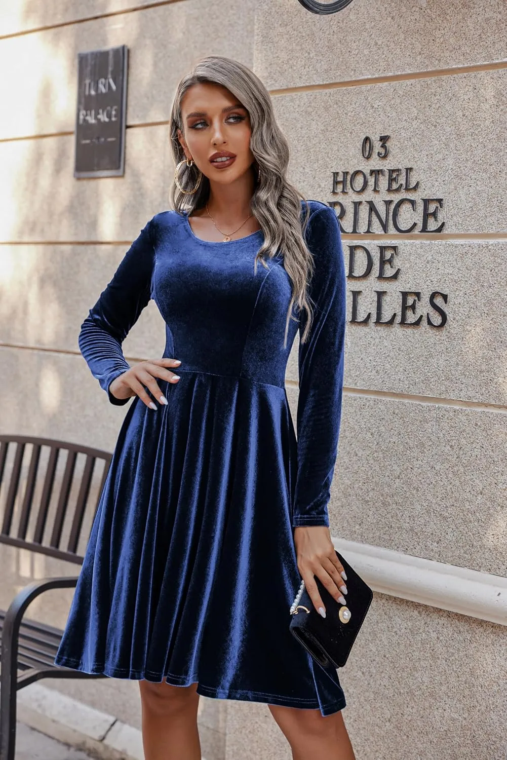 (DE Only) Zeagoo Women's Velvet Dress Elegant Evening Dress