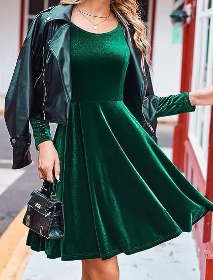 (DE Only) Zeagoo Women's Velvet Dress Elegant Evening Dress