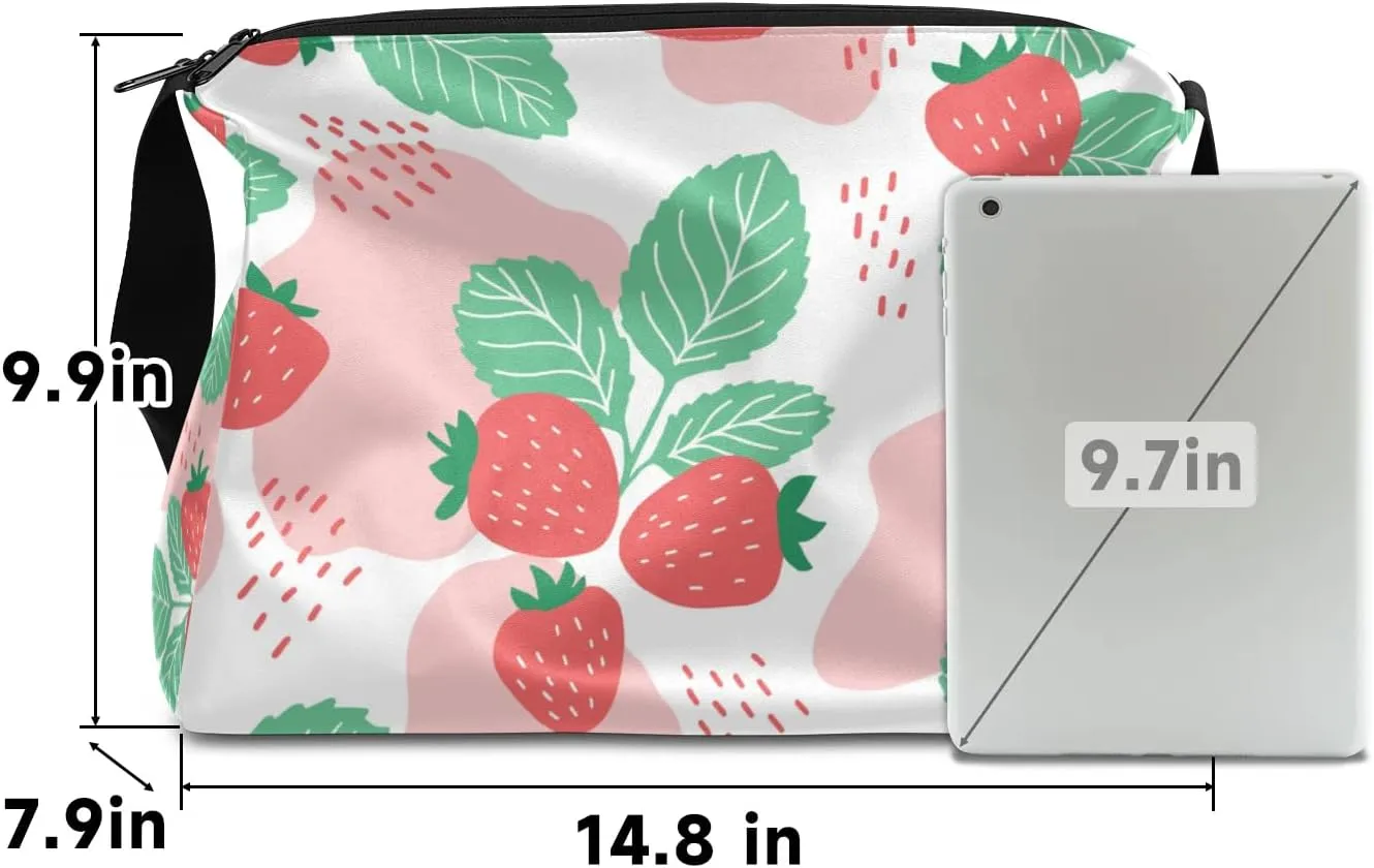 Delicious Strawberry Patterns Small Gym Bag for Men Women Workout Sport Duffle Bag Waterproof Weekender Overnight Bag Lightweight Carry on Tote Bag Crossbody Shoulder Travel Bag for Swim Yoge Dance