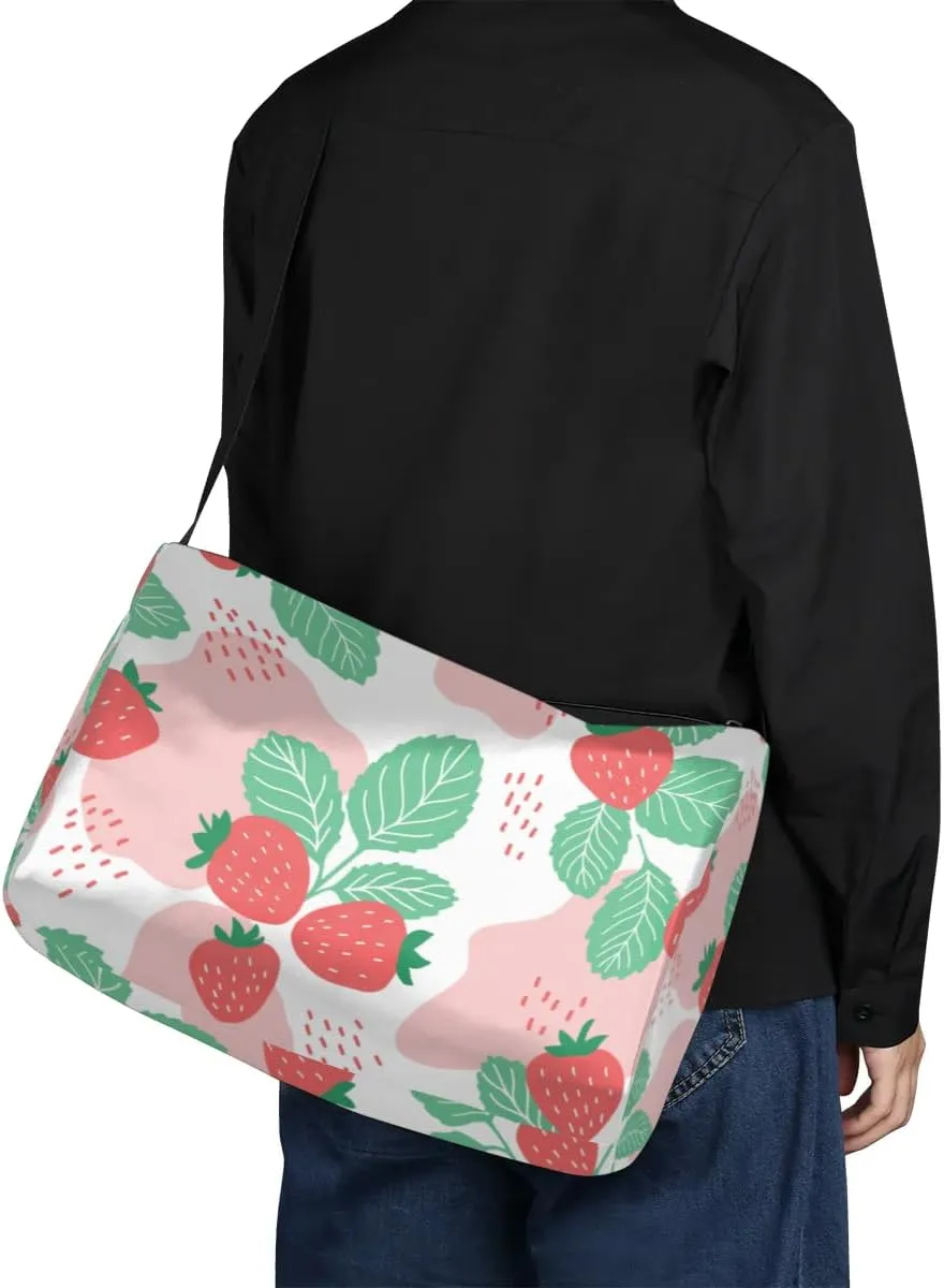 Delicious Strawberry Patterns Small Gym Bag for Men Women Workout Sport Duffle Bag Waterproof Weekender Overnight Bag Lightweight Carry on Tote Bag Crossbody Shoulder Travel Bag for Swim Yoge Dance