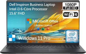 Dell Inspiron 15 3000 Laptop Computer, FHD 15.6 Laptop PC Notebook, Microsoft Office Lifetime, Intel 6-Core i3, 16GB RAM 512GB SSD 512GB Docking Set, Windows 11 Pro, 10-Key Number Pad