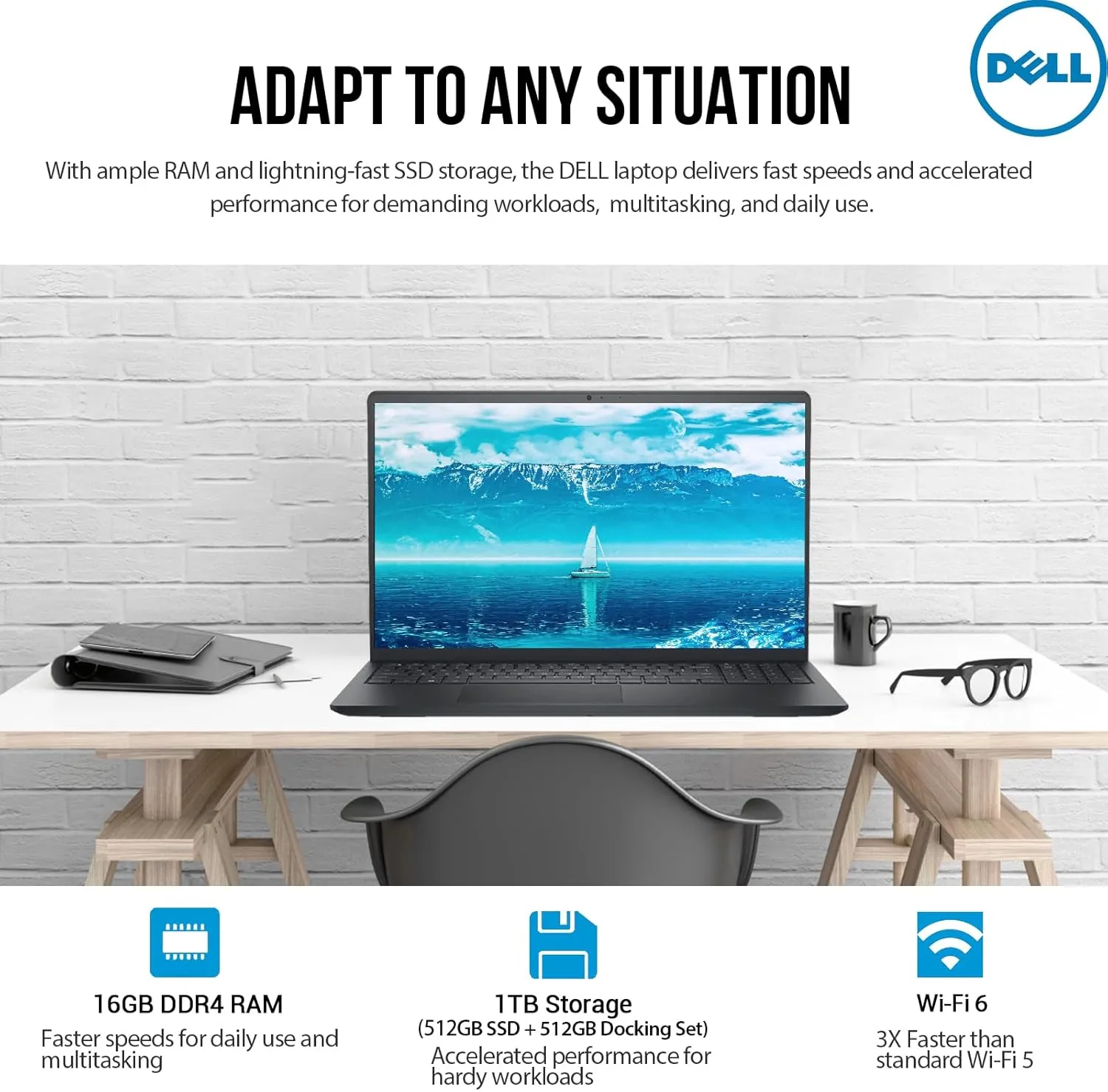 Dell Inspiron 15 3000 Laptop Computer, FHD 15.6 Laptop PC Notebook, Microsoft Office Lifetime, Intel 6-Core i3, 16GB RAM 512GB SSD 512GB Docking Set, Windows 11 Pro, 10-Key Number Pad