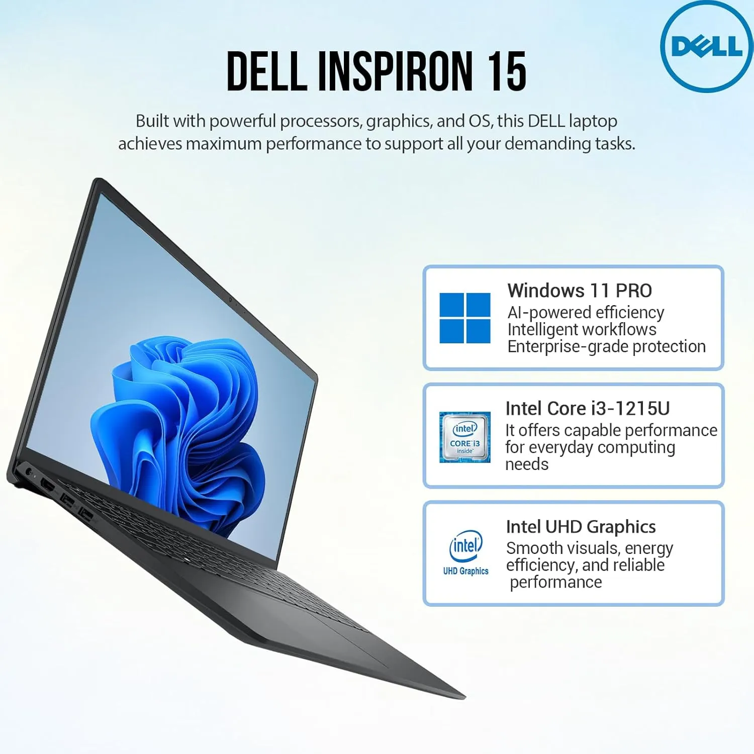 Dell Inspiron 15 3000 Laptop Computer, FHD 15.6 Laptop PC Notebook, Microsoft Office Lifetime, Intel 6-Core i3, 16GB RAM 512GB SSD 512GB Docking Set, Windows 11 Pro, 10-Key Number Pad