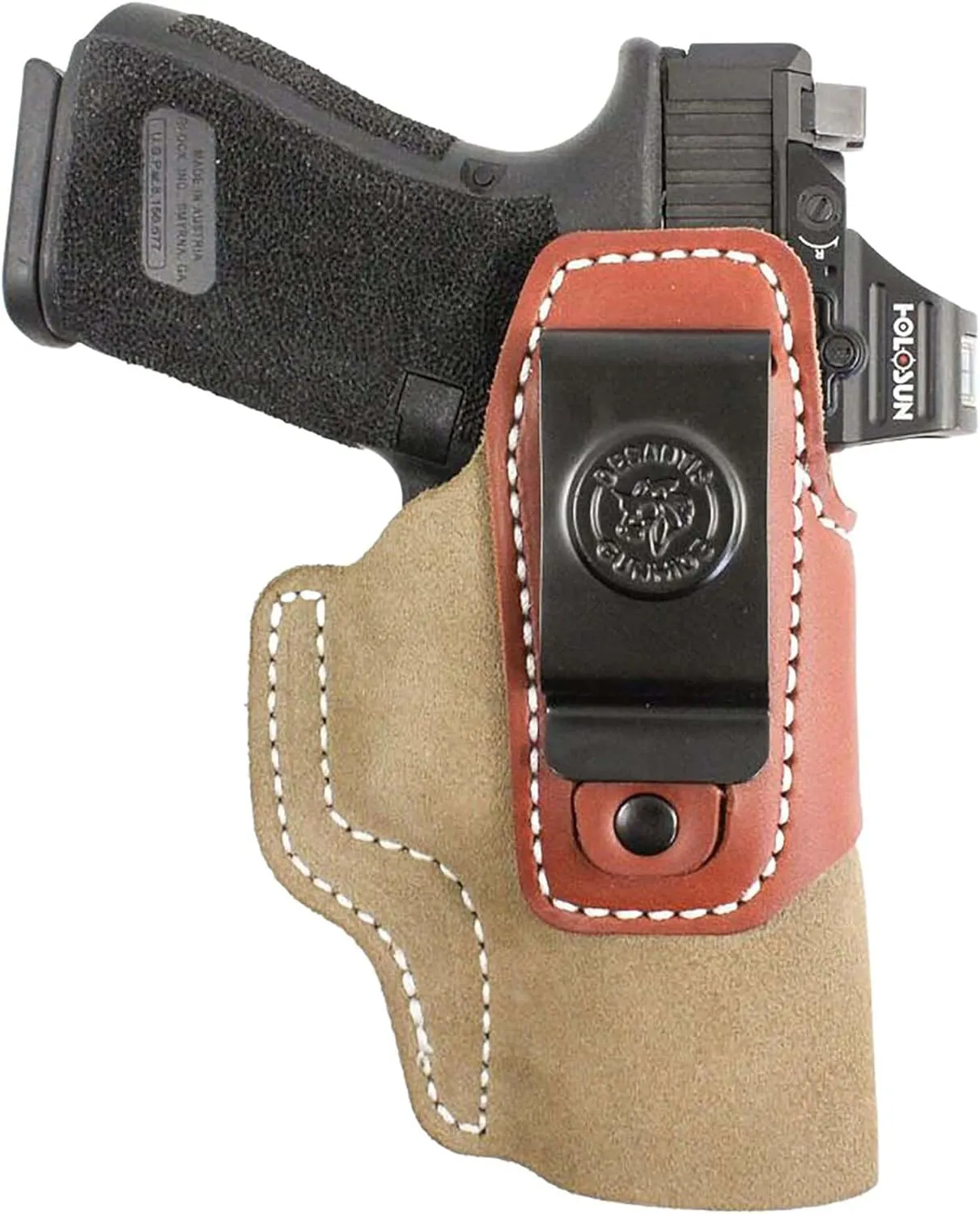 DESANTIS Transit Gun Holster, Versatile IWB Holster, Made of Kydex and Premium Leather, Fits Glock 26; 27; Walther PPS; PPS M2; PK380; Taurus PT111; PT140 G2 MIL Guns, Unisex, Ambidextrous