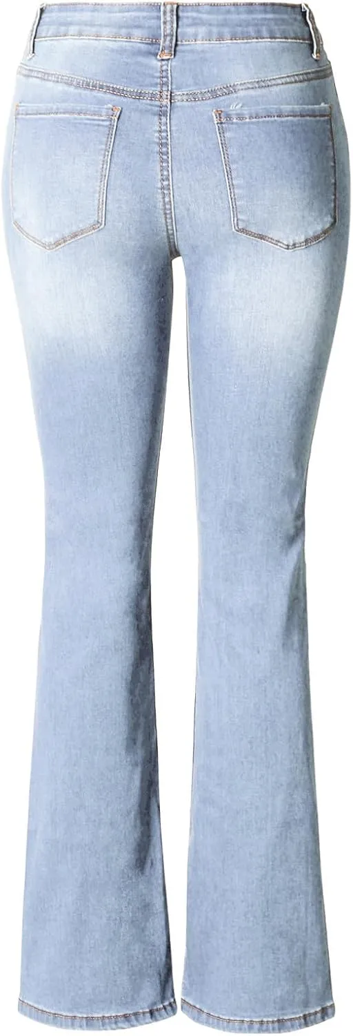 Design by Olivia Women's Sexy Stylish Flare Bell Bottom Slim Bootcut Jean