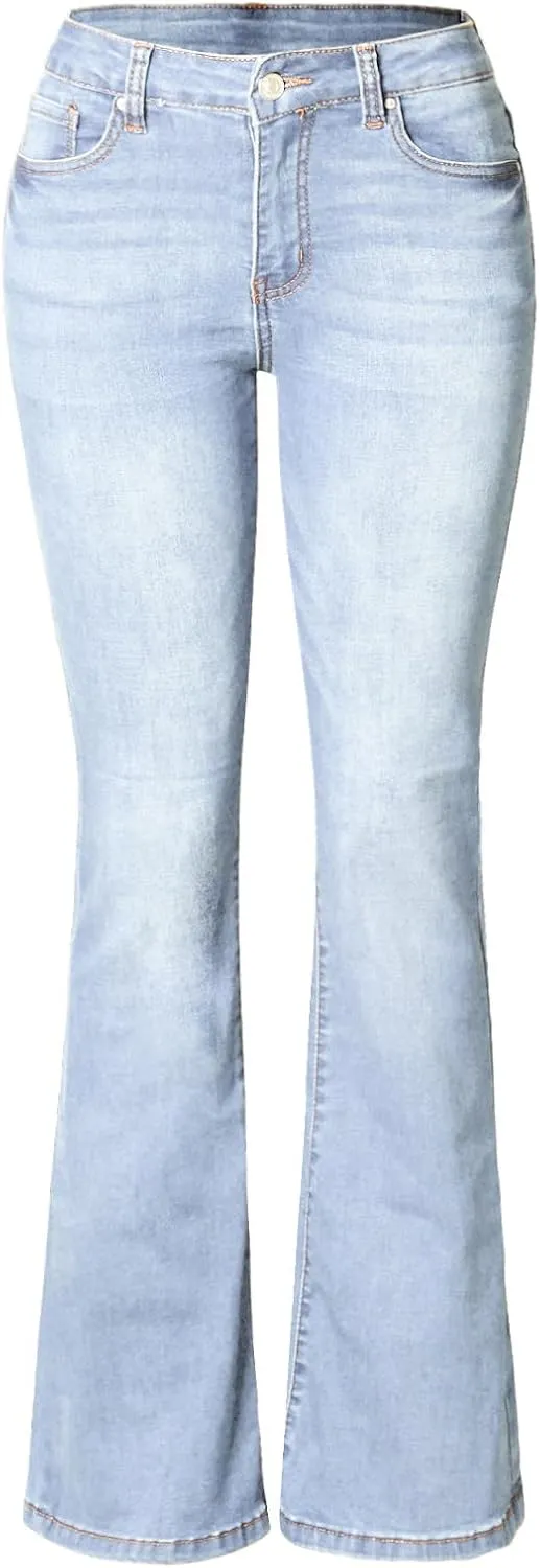 Design by Olivia Women's Sexy Stylish Flare Bell Bottom Slim Bootcut Jean