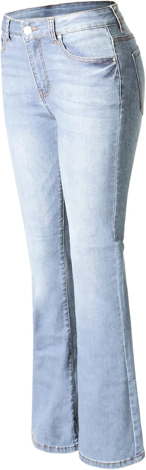 Design by Olivia Women's Sexy Stylish Flare Bell Bottom Slim Bootcut Jean