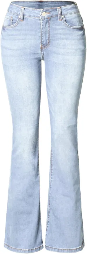 Design by Olivia Women's Sexy Stylish Flare Bell Bottom Slim Bootcut Jean