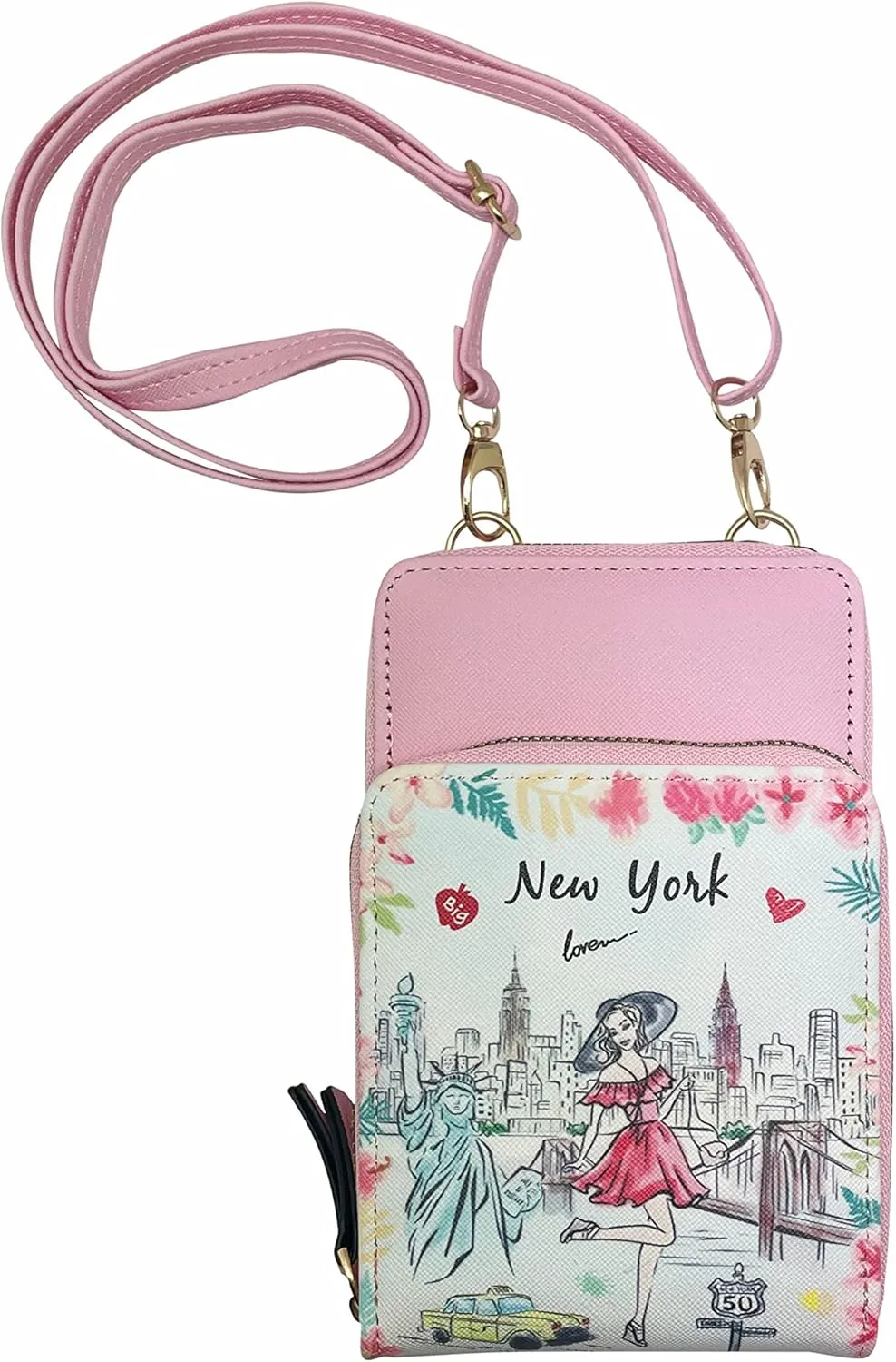 DESIGN U.S.A. SOUVENIR Girls & WomenFashion Elegant Crossbody Cell Phone Multiple Pockets Credit Card Slots