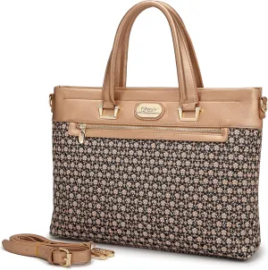 Designer Rhinestone 15.6" Leather Laptop Bag for Women Work Bag with Bling Twinkle Star Design Top Handle with Should Strap