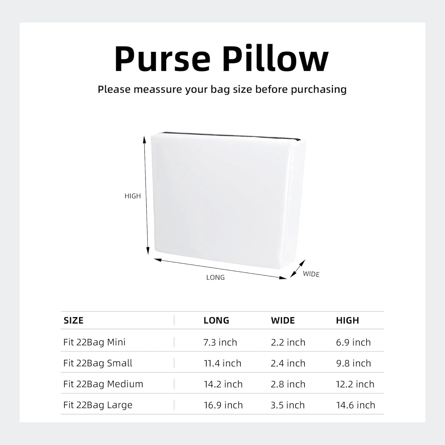 DGAZ Purse Pillow Shaper Insert for Chanel 22 Bags, Silky Pillow Shaper for Luxury Handbags(White,Medium)