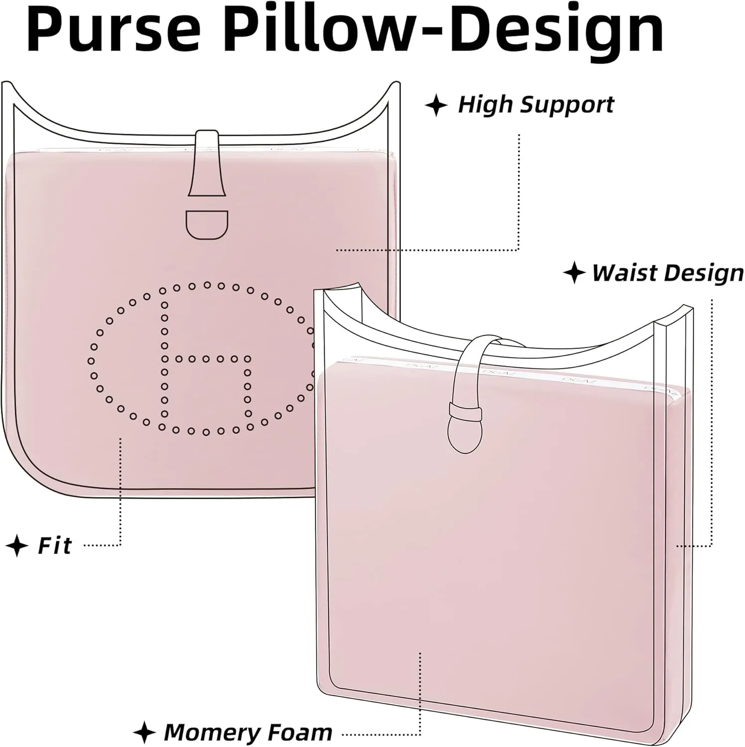 DGAZ Purse Pillow Shaper Insert for Evelyne TPM/PM/GM/TGM Bags, Silky Pillow Shaper for Luxury Handbags(Pink,TPM Mini)