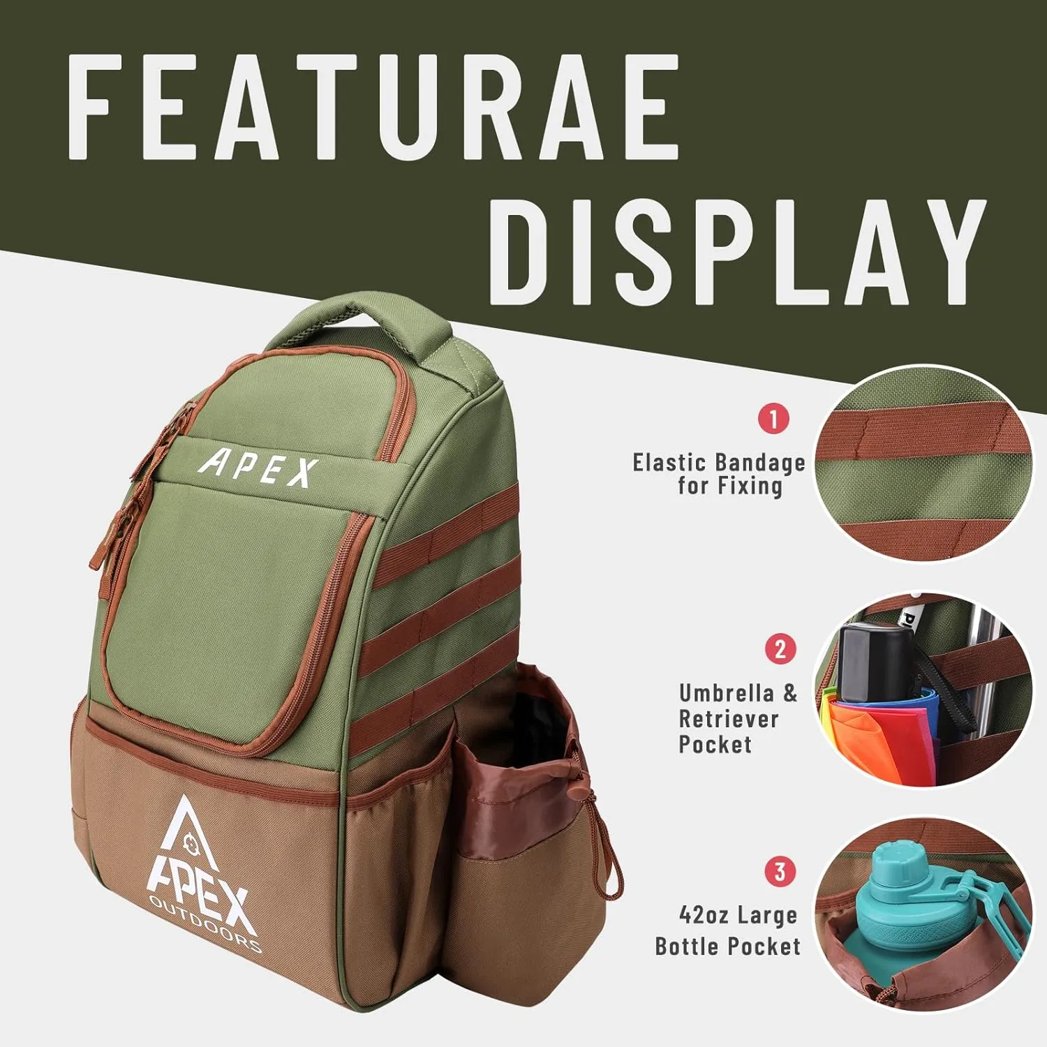 Disc Golf Bag, Large Disc Golf Backpack Holds Over 21 Discs, Durable & Lightweight with Multiple Storage Pockets