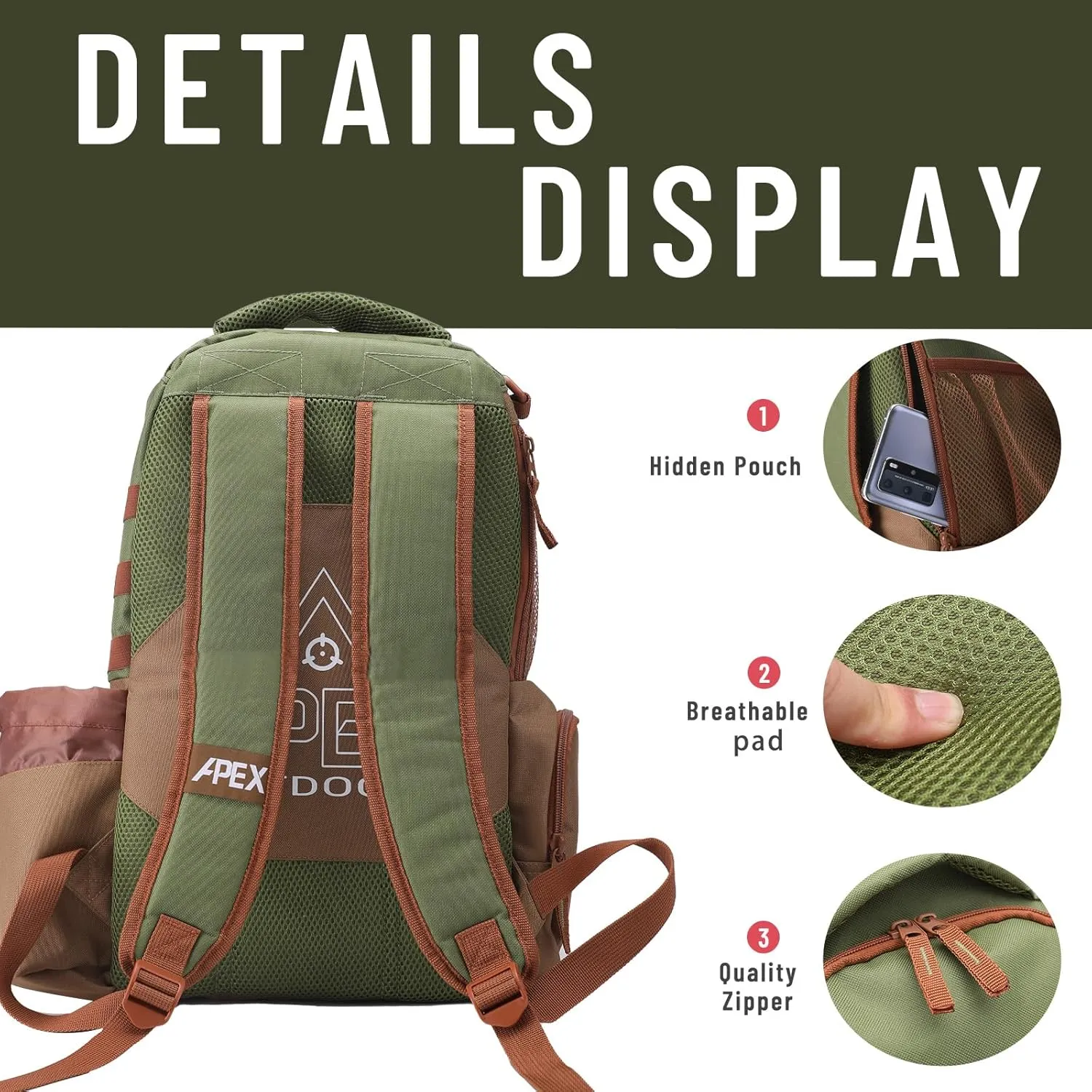 Disc Golf Bag, Large Disc Golf Backpack Holds Over 21 Discs, Durable & Lightweight with Multiple Storage Pockets