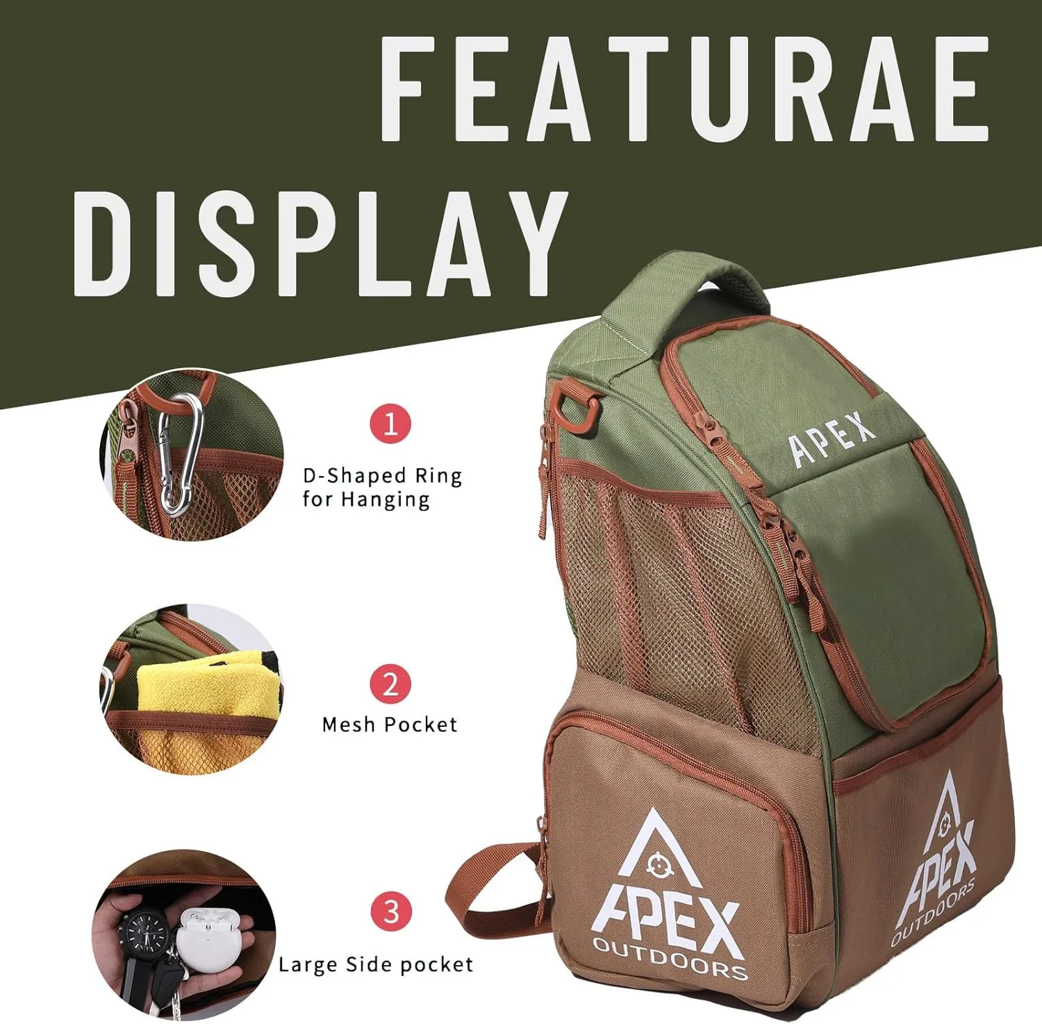 Disc Golf Bag, Large Disc Golf Backpack Holds Over 21 Discs, Durable & Lightweight with Multiple Storage Pockets