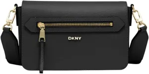 DKNY Women's Bryant AVE MD Flap Crossbody Handbag, BLK/Gold, Blk/Gold, Einheitsgröße