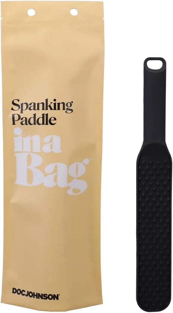 Doc Johnson Spanking Paddle in A Bag - Body-Safe Silicone with Velvet Touch Finish, Total Length: 11.5 in. (29.2 cm), Width/Diameter: 1.75 in. (4.4 cm), Black