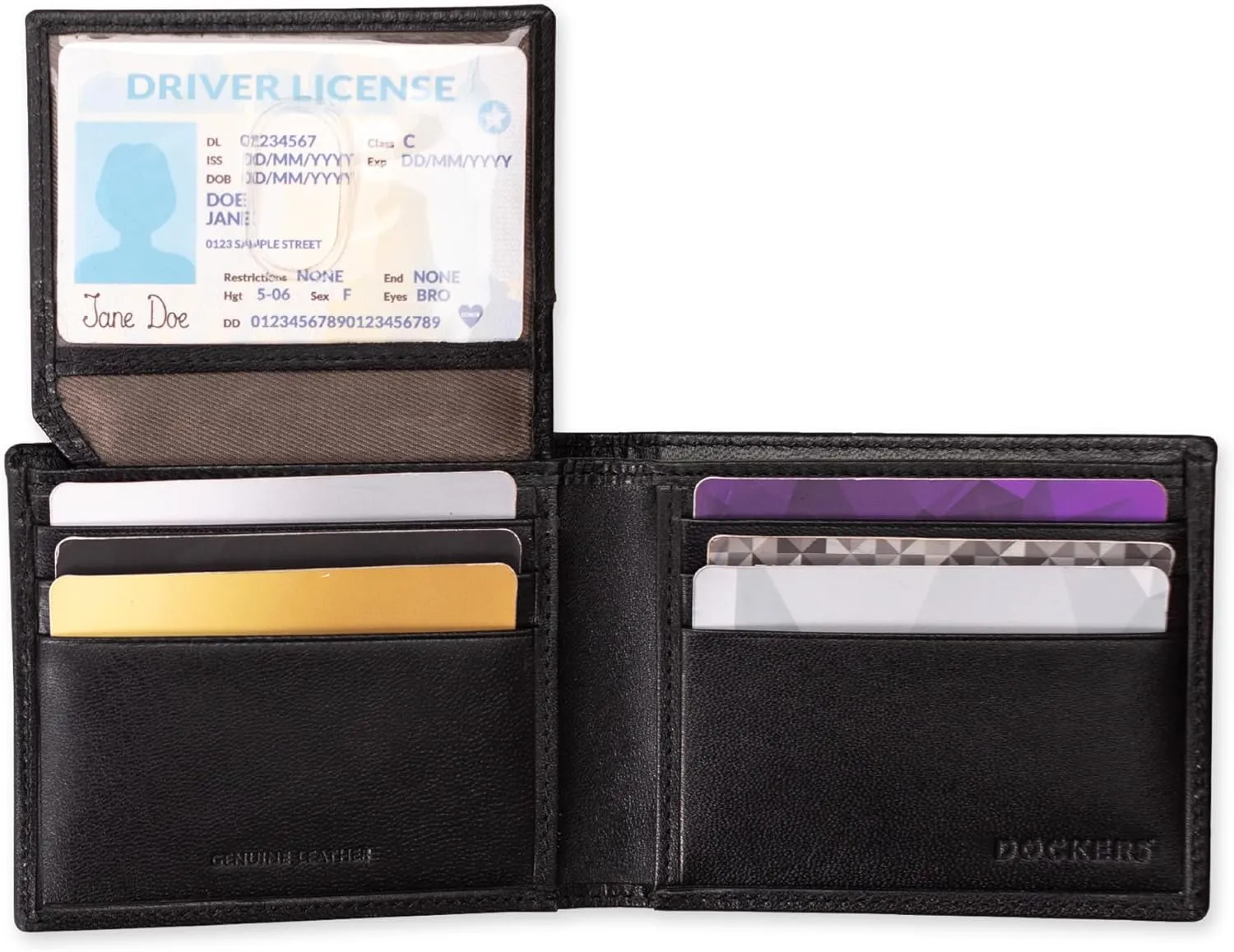Dockers Men's Extra Capacity Bifold Wallet with ID Window and Multiple Card Slots