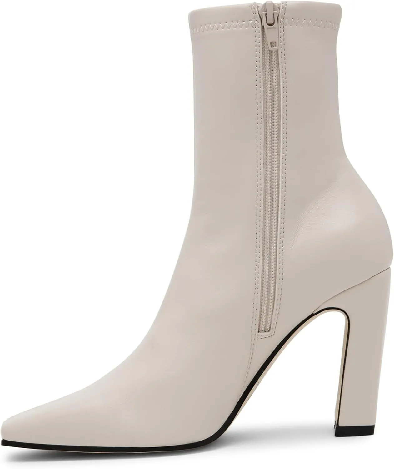 DOEYG Women's Block Chunky Heel Ankle Booties Square Toe Short Boots Dress Comfortable with Side Zipper