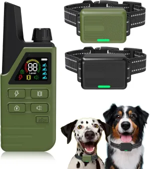 Dog Shock Collar 2 Dogs (5-120Lbs) - 4500FT Dog Training Collar with 3 Training Modes, Security Lock,Reflective Nylon Colar，IP67 Waterproof＆Rechargeable Remote e-Collar for All Breeds, Sizes