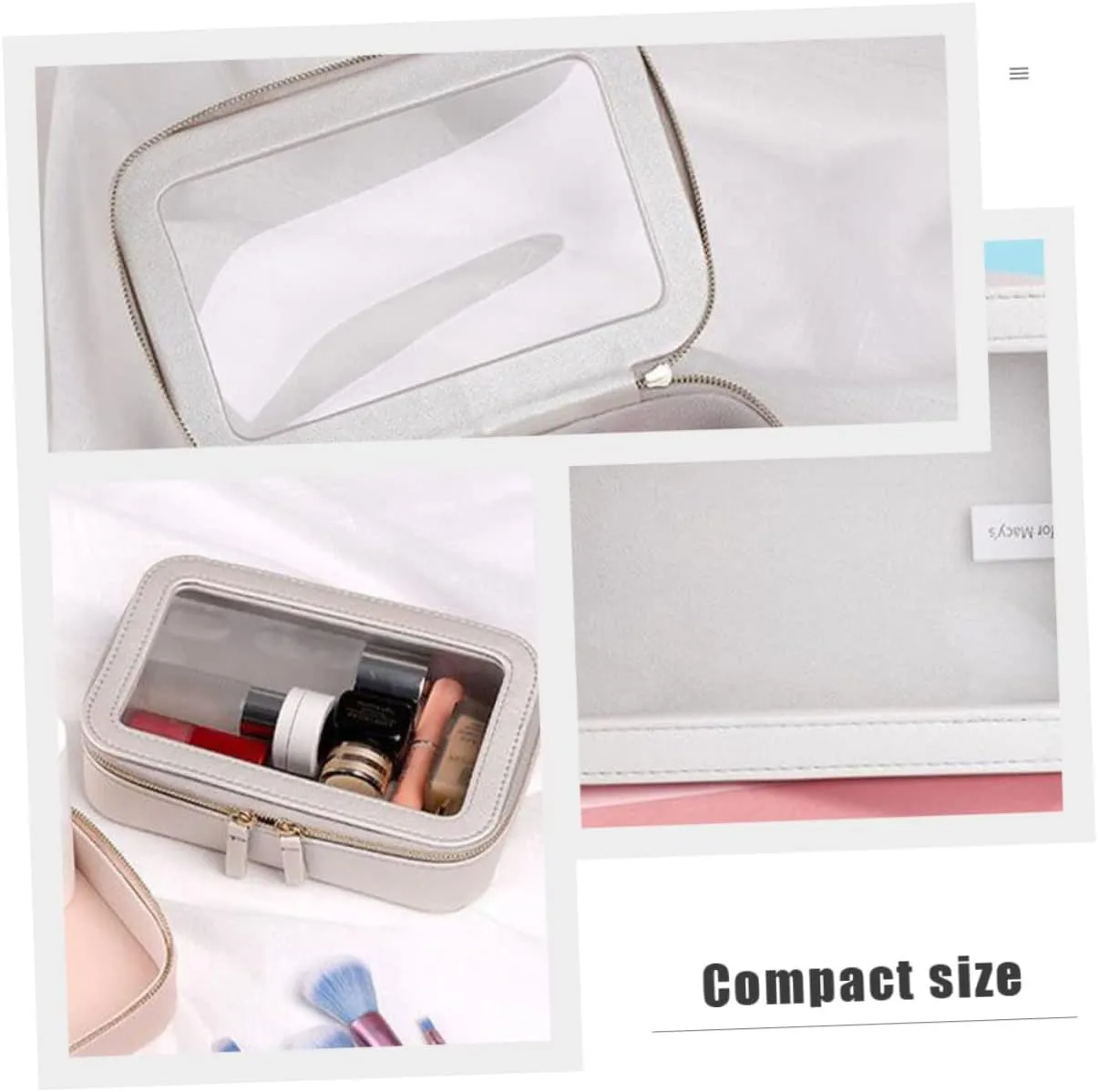 DOITOOL 2 pcs Durable Vanity Toiletry Miss Cosmetic Women Trip Toiletries Underwear Lip Makeup Handbag, Greyx3pcs, 24x15cmx3pcs