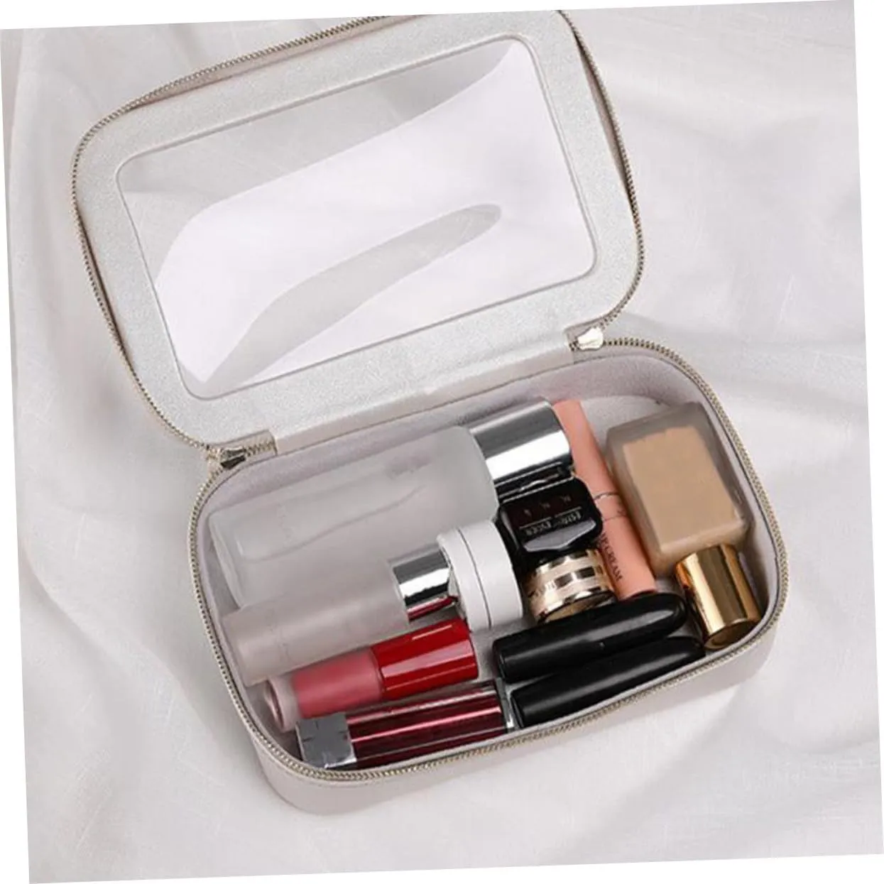 DOITOOL 2 pcs Durable Vanity Toiletry Miss Cosmetic Women Trip Toiletries Underwear Lip Makeup Handbag, Greyx3pcs, 24x15cmx3pcs