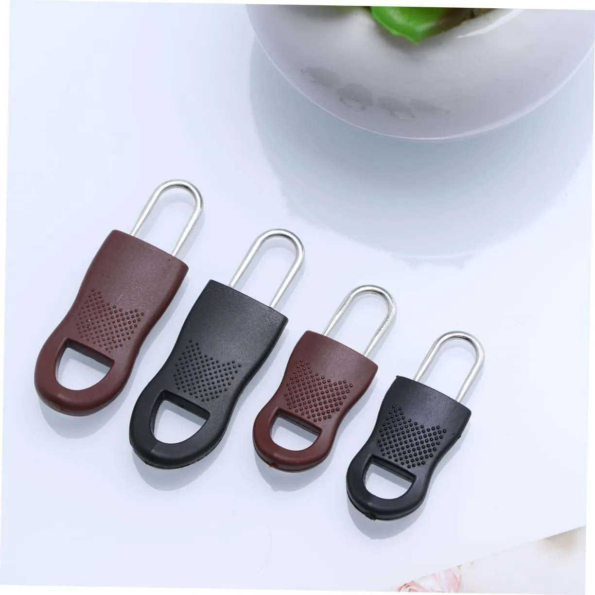 DOITOOL 2 Sets Zipper Slider Head Repair Parts for Handbag Luggage Backpack Black Zipper Pulls with Buckles for Easy Installation for Home and Repair Needs