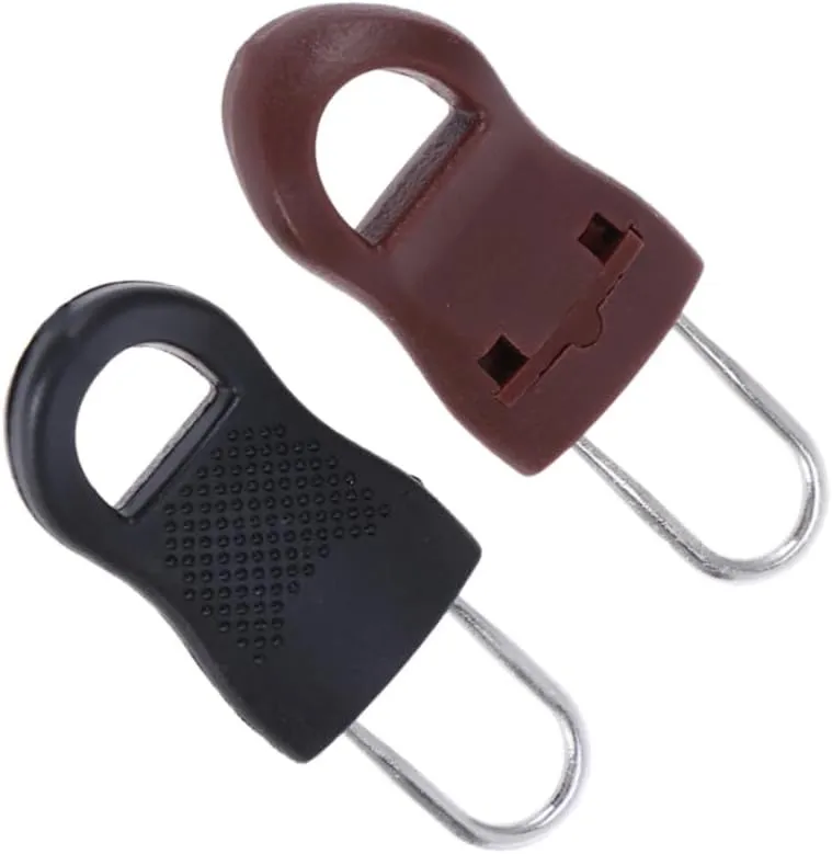 DOITOOL 2 Sets Zipper Slider Head Repair Parts for Handbag Luggage Backpack Black Zipper Pulls with Buckles for Easy Installation for Home and Repair Needs