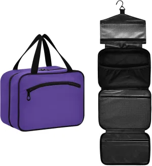DOMIKING Dark Purple Hanging Toiletry Bag Portable Cosmetic Bags Large Travel Makeup Organizers Holder for Men Women Brushes Accessories Shampoo