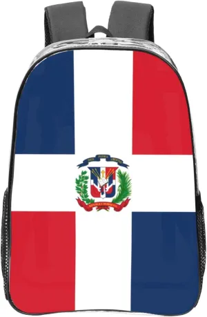 Dominican Republic Transparent Backpack-16-Inch Pvc Clear Backpack With Side Pockets,Black