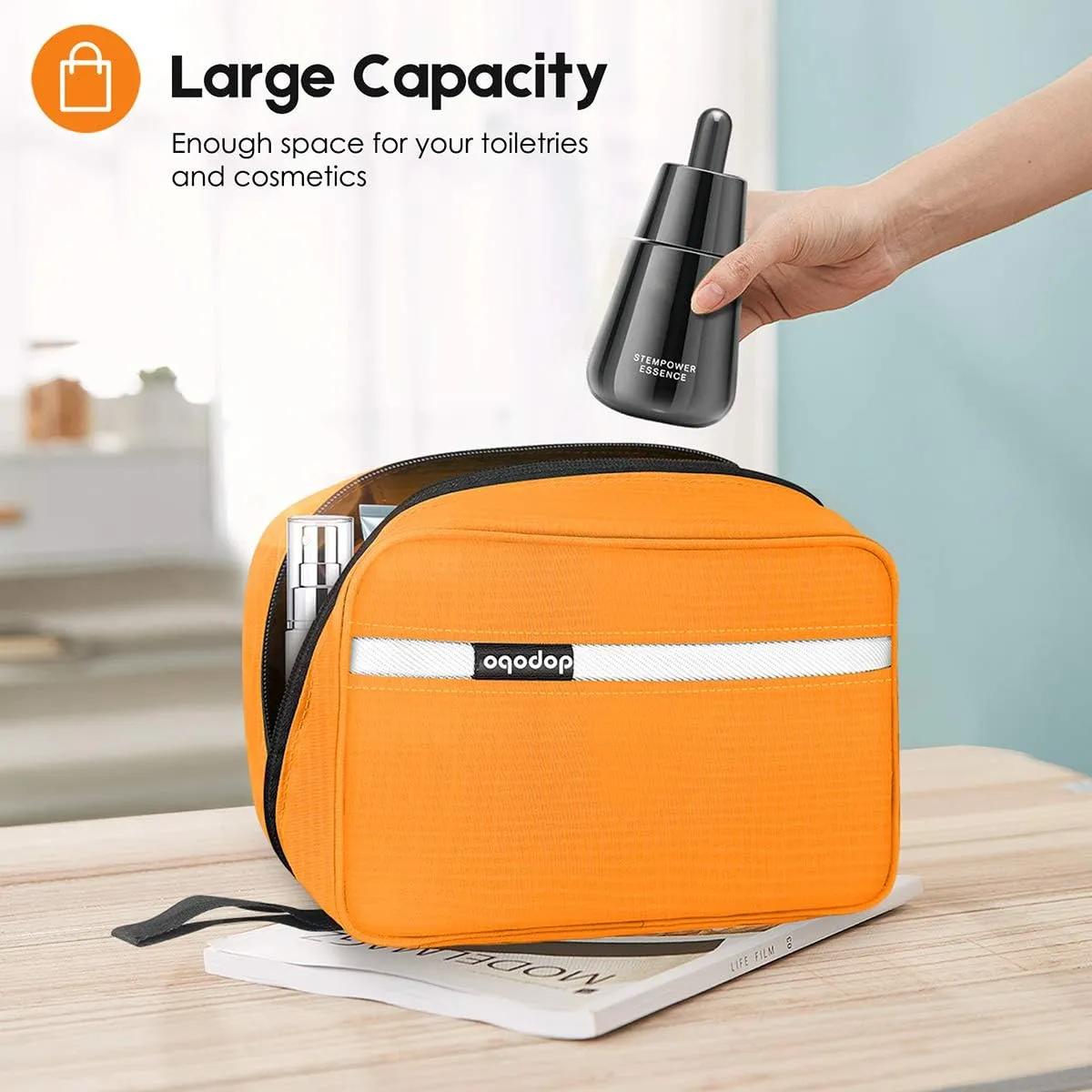 dopobo Travel Toiletry Bag for Women, Dopp Kit for Men, Waterproof Makeup Bag Shaving Bag with Hanging Hook, Portable Toiletry Organizer for Traveling and Camping