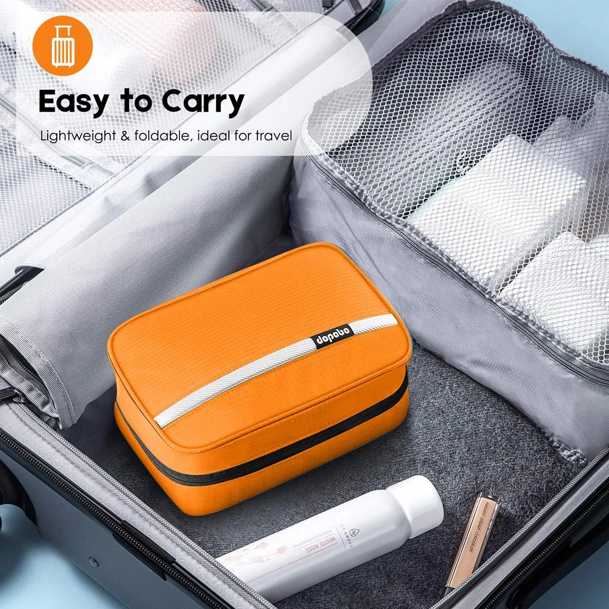 dopobo Travel Toiletry Bag for Women, Dopp Kit for Men, Waterproof Makeup Bag Shaving Bag with Hanging Hook, Portable Toiletry Organizer for Traveling and Camping