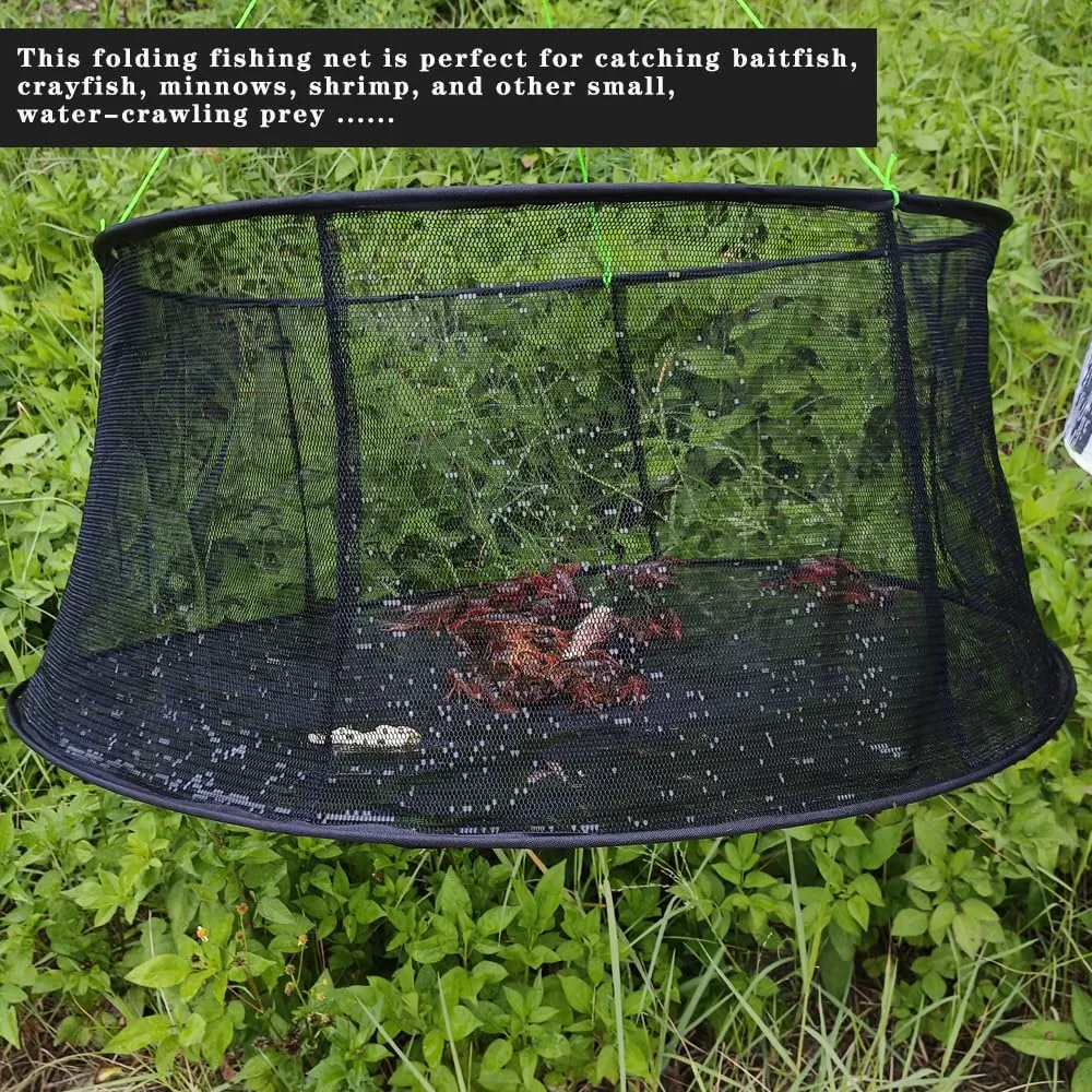 Drasry Fishing Net Trap for Bait Minnow Shrimp Crayfish Foldable Fish Crawdad Lobsters Cast Net Collapsible