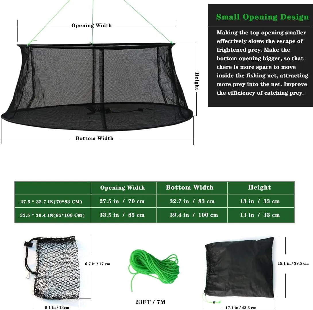 Drasry Fishing Net Trap for Bait Minnow Shrimp Crayfish Foldable Fish Crawdad Lobsters Cast Net Collapsible