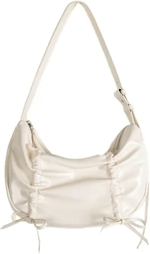 Drawstring Fold Bow Shoulder Bag for Women, Summer Elegant & Versatile Underarm Purse, Chic Dumpling Crossbody Bag