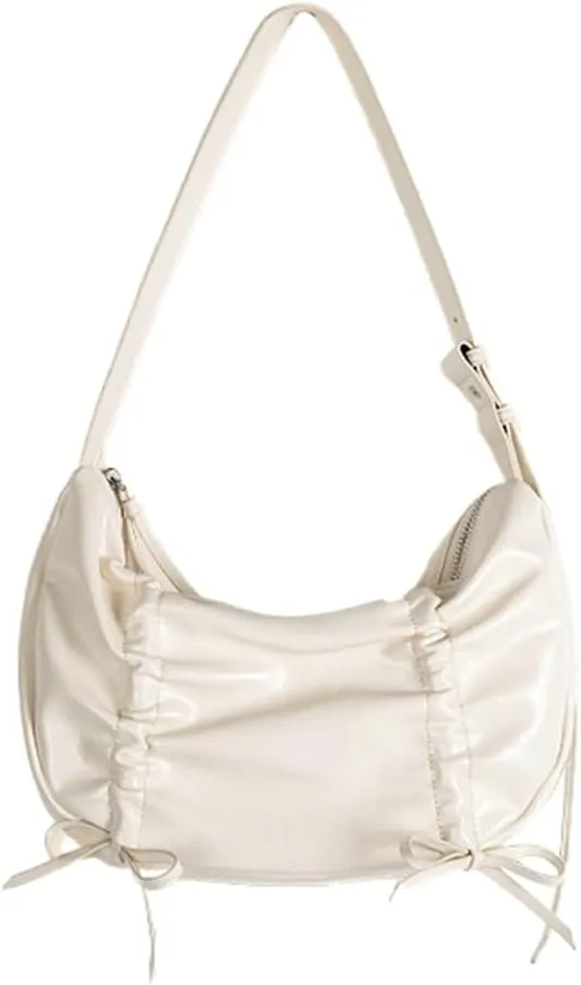 Drawstring Fold Bow Shoulder Bag for Women, Summer Elegant & Versatile Underarm Purse, Chic Dumpling Crossbody Bag