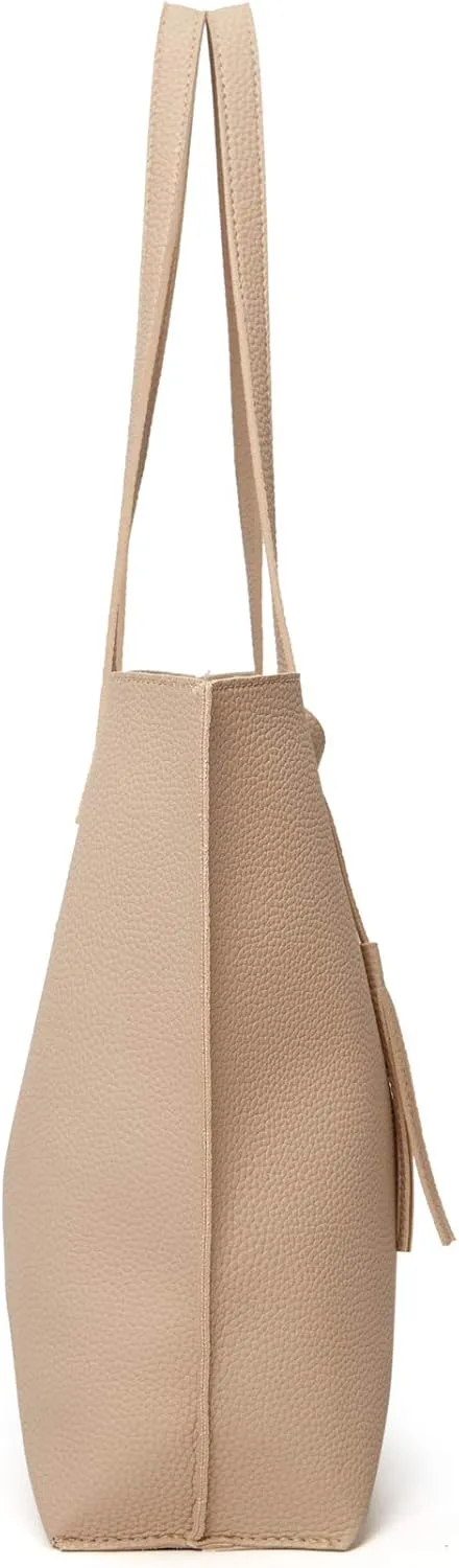 Dreubea Women's Soft Faux Leather Tote Shoulder Bag from, Big Capacity Tassel Handbag