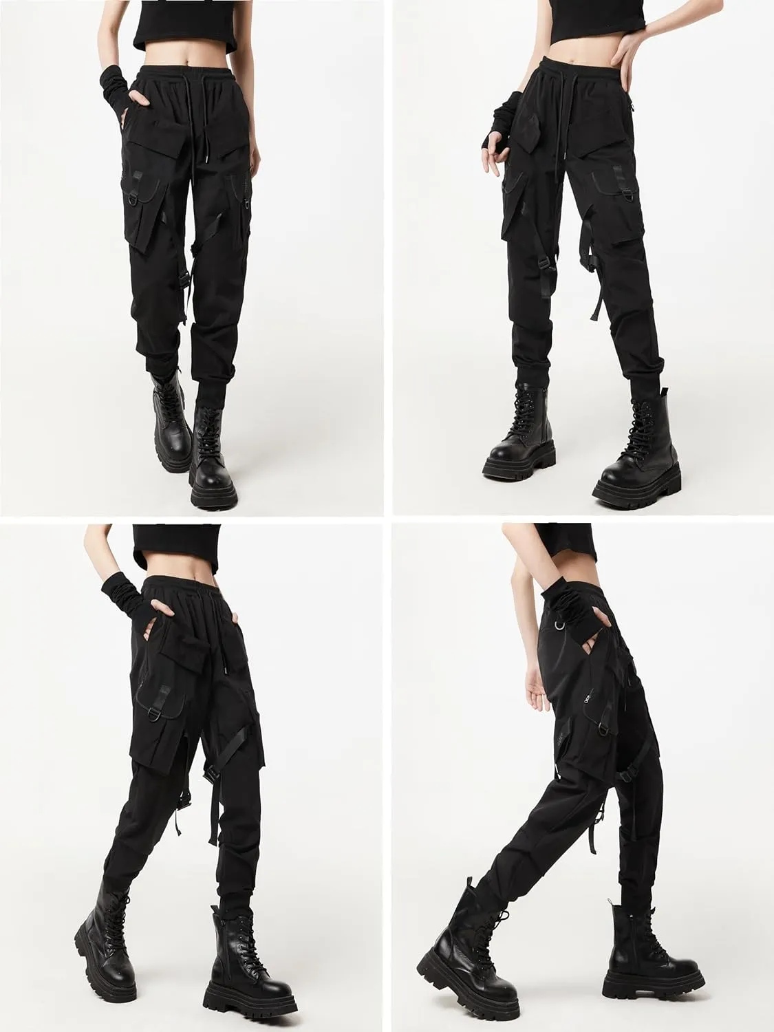 DUDHUH Women's Cargo Pants Tapered Hiking Sweatpants Clothes Joggers with Pockets Techwear Y2k Pants Streetwear