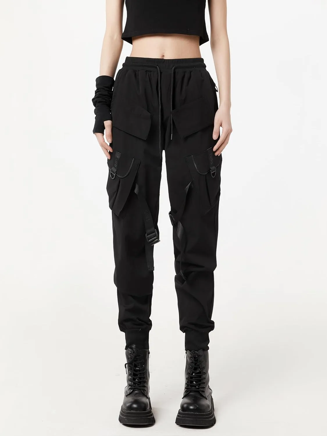 DUDHUH Women's Cargo Pants Tapered Hiking Sweatpants Clothes Joggers with Pockets Techwear Y2k Pants Streetwear