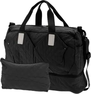 Duffle Bag for Travel, Partitioned Design, Travel Duffle Bags, with Fixed Luggage Strap, Shoe Compartment, Black, 2 Pcs
