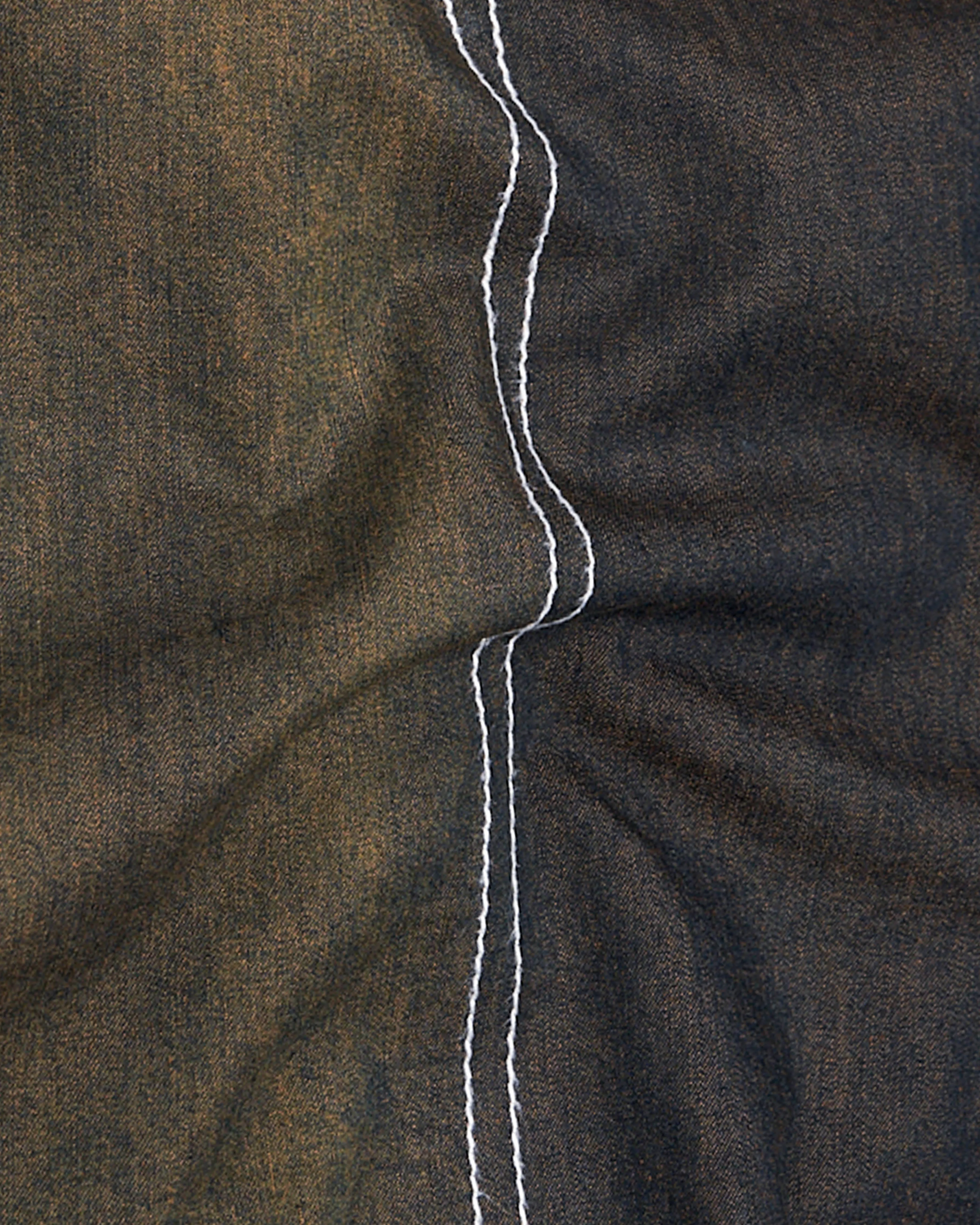 Dune Gray with Judge Brown Summer Denim Designer Shirt With Leather Patch Work