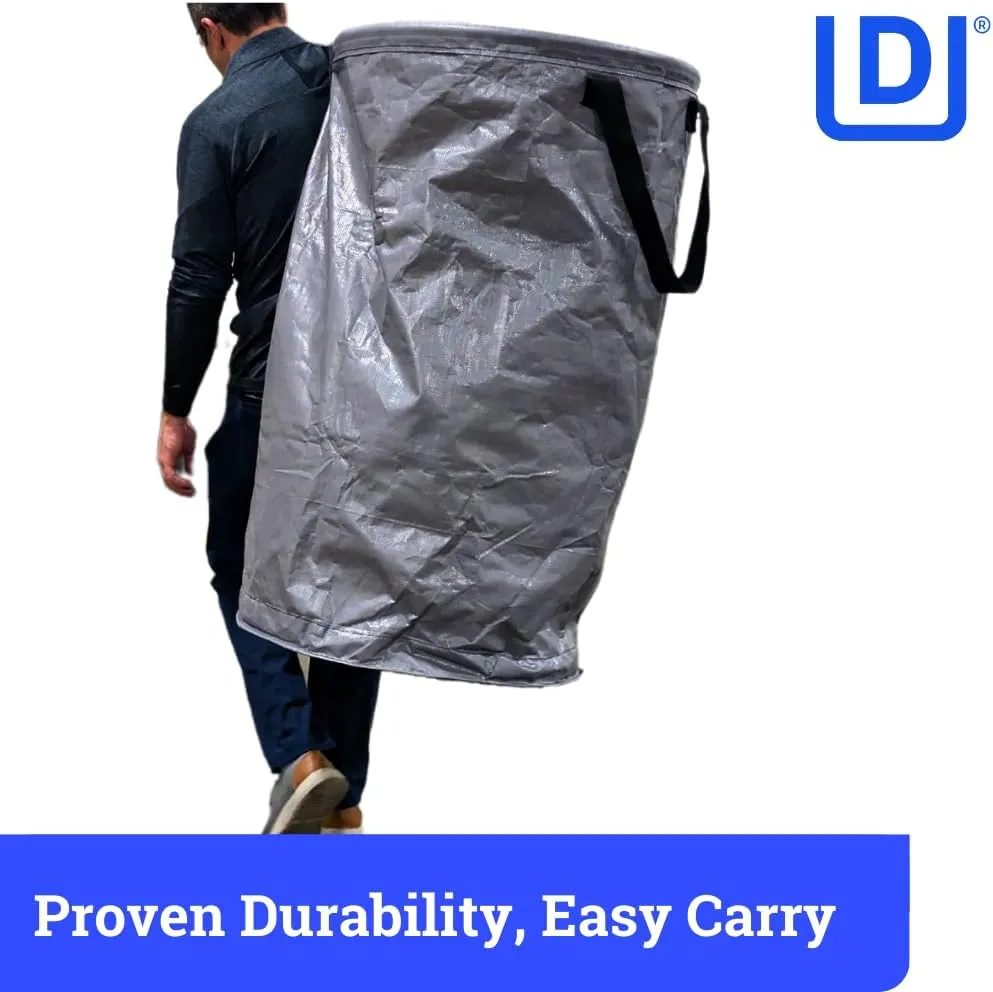 DURASACK Heavy Duty Valet Trash Bag Janitorial Commericial Cleaning Stand-Up Collapsible Trash Pickup Bag, 80-Gallon Capacity, Pack of 5