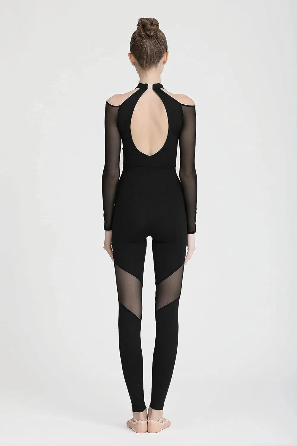 Dynamic Unitard for Women - Long Sleeve Unitard for Dance With a Soft Mesh Panel Design