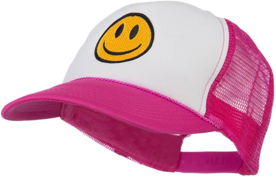 e4Hats.com Smile Face Embroidered Foam Mesh Back Cap