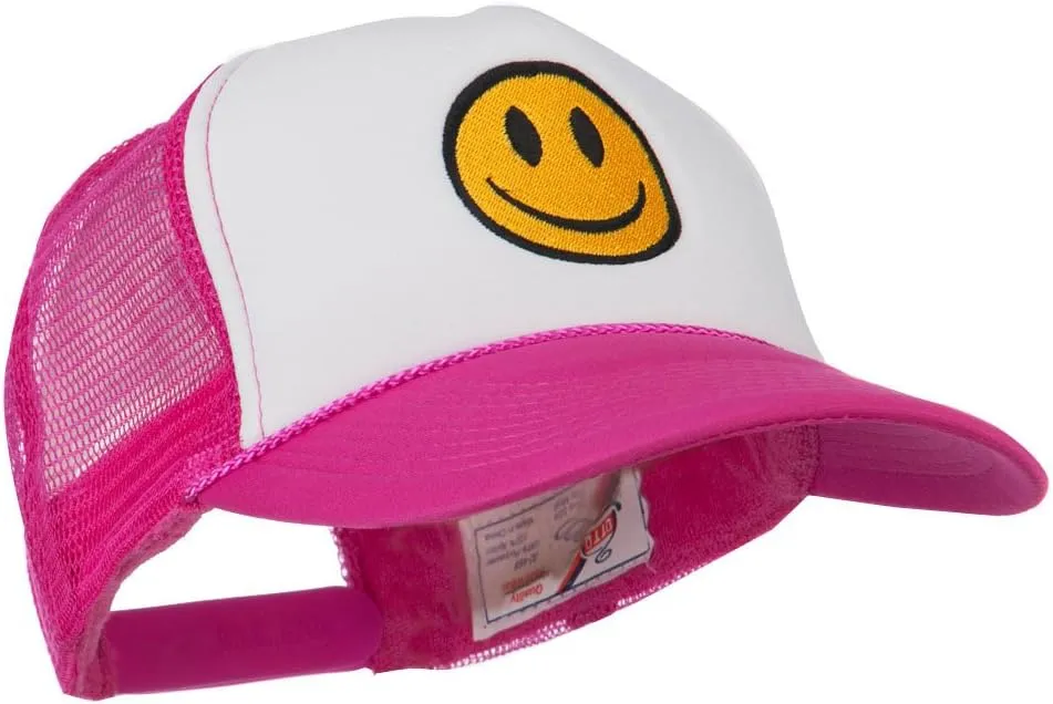 e4Hats.com Smile Face Embroidered Foam Mesh Back Cap